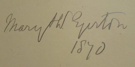 Signature of Mary Laura Egerton from 1870. 